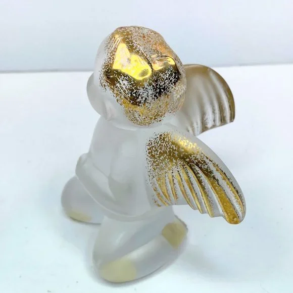 Lalique Gold Gilt Crystal Elton John "Engaged in" Cherub Angel Figurine PB055